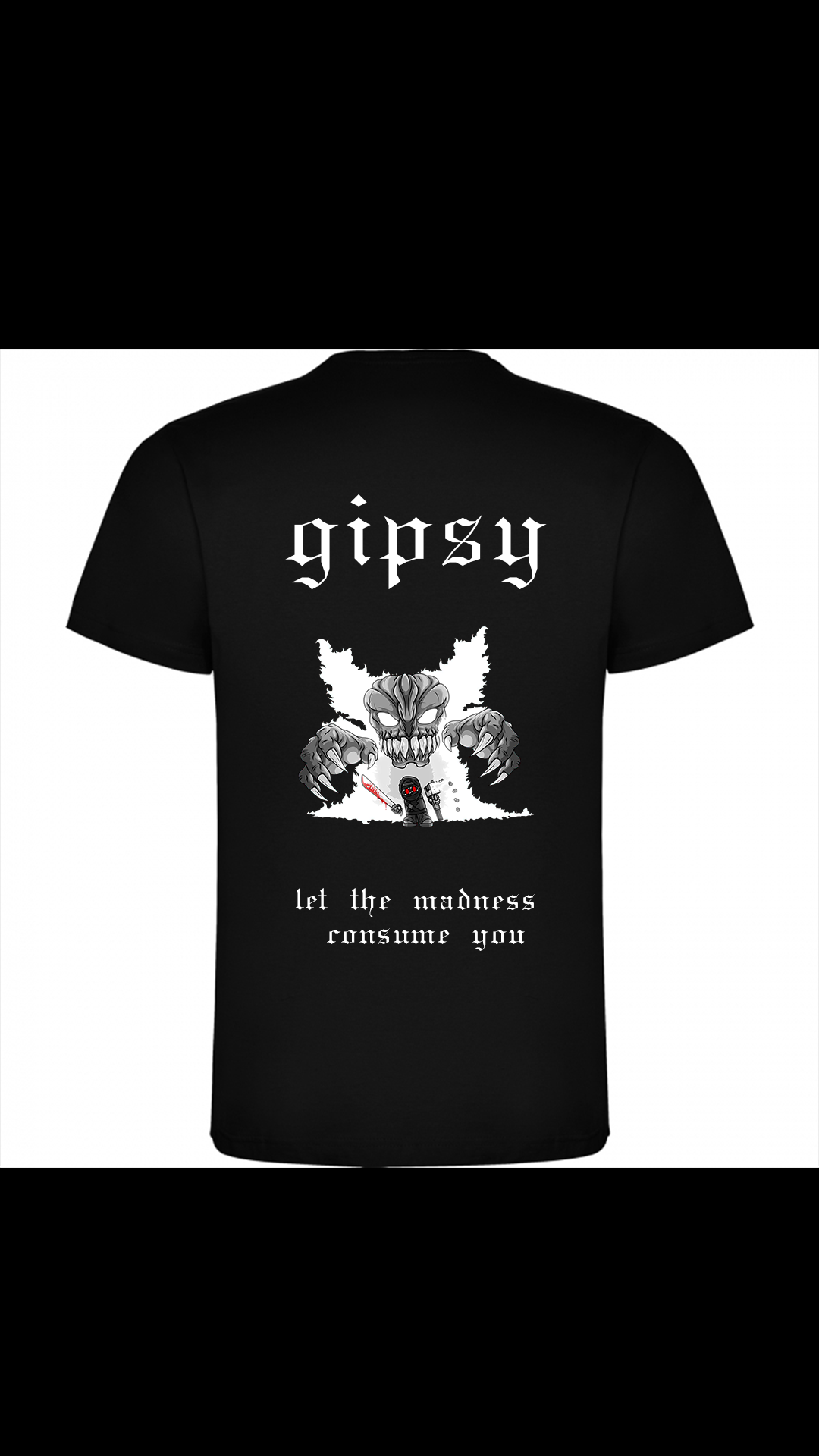 Polera gipsy negra manga corta 100% algodón